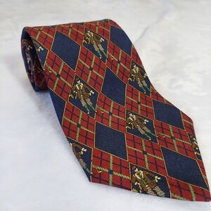 TOMMY HILFIGER ITALIAN SILK TIE Golf Men's DESIGNER 57" Blue Green Red